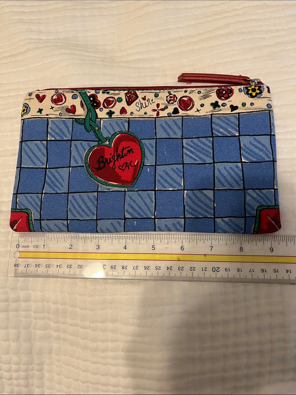 Brighton Cosmetic Bag with Red Heart Accents